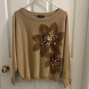 INC International Concepts Gold Floral Sweater